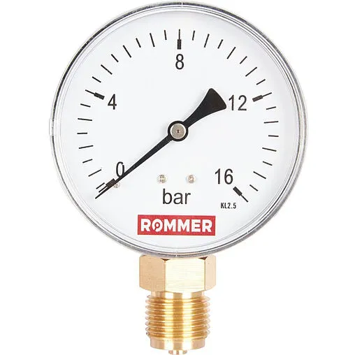 Манометр радиальный Rommer 80 мм 16 бар ½&quot; RIM-0010-801615