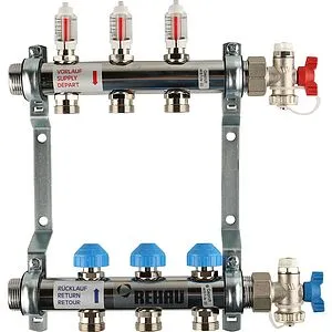 Группа коллекторная с расходомерами 3 отвода 1&quot;н/н x ¾&quot;ек Rehau HKV-D 12080311002, 1