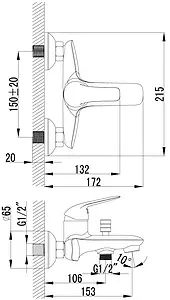 Смеситель для ванны Lemark plus Advance хром LM1202C Смеситель для ванны Lemark plus Advance хром LM1202C, 2