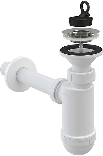 Сифон бутылочный для раковины AlcaPlast белый A410