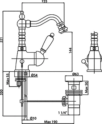 Смеситель для биде Cezares Elite хром/белый ELITE-BSM2-01-Bi