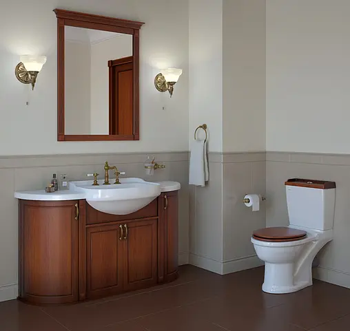 Унитаз-компакт Della Boston OAK белый/темное дерево DE721090024