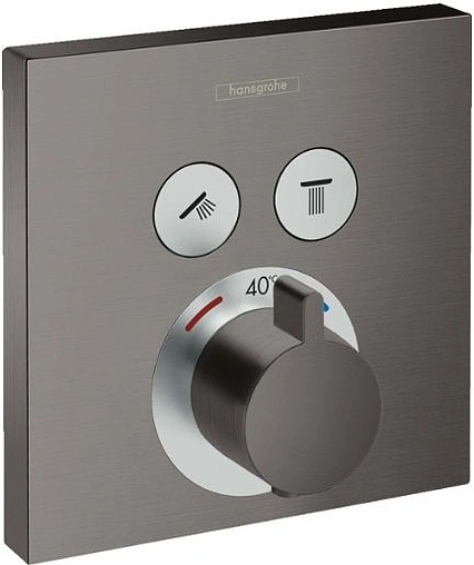 Термостат для 2 потребителей Hansgrohe ShowerSelect шлифованный чёрный хром 15763340