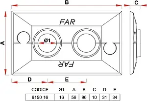 Двойная розетка 35мм d=16мм Far белый FV 6150 16 Двойная розетка 35мм d=16мм Far белый FV 6150 16, 2
