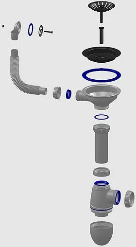 Сифон бутылочный для мойки с переливом Unicorn В411P Сифон бутылочный для мойки с переливом Unicorn В411P