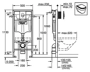 Инсталляция для подвесного унитаза Set 3 в 1 Grohe Rapid SL 38722001 с кнопкой белый глянцевый Инсталляция для подвесного унитаза Set 3 в 1 Grohe Rapid SL 38722001 с кнопкой белый глянцевый, 2