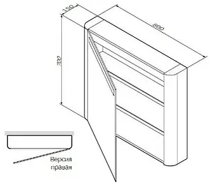 Шкаф-зеркало Am.Pm Sensation 80 R табачный дуб M30MCR0801TF Шкаф-зеркало Am.Pm Sensation 80 R табачный дуб M30MCR0801TF, 2