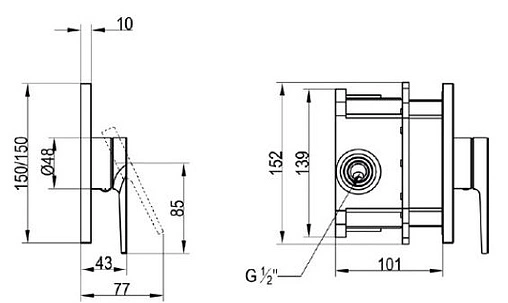 Смеситель для душа скрытого монтажа Villeroy&amp;Boch Subway 2.0 хром TVS10235200061