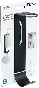 Держатель для дозатора с крючком Fixsen Practica чёрный матовый FX-800A Держатель для дозатора с крючком Fixsen Practica чёрный матовый FX-800A, 3
