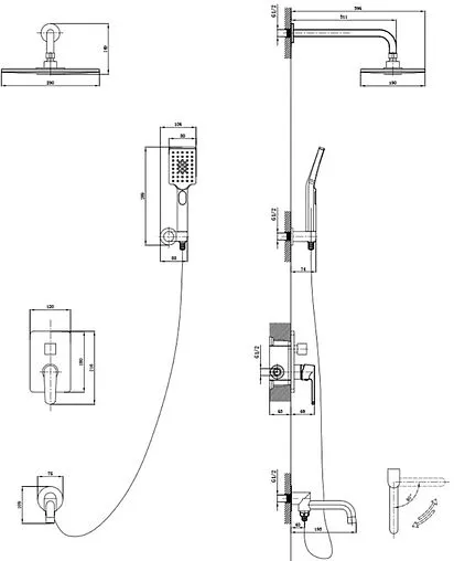 Душевая система со смесителем для ванны Osgard Dalalven хром 83350 Душевая система со смесителем для ванны Osgard Dalalven хром 83350