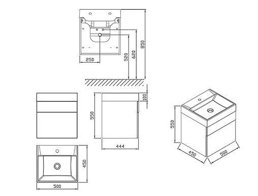 Тумба под умывальник подвесная Ravak SD Natural 50 белый X000001051