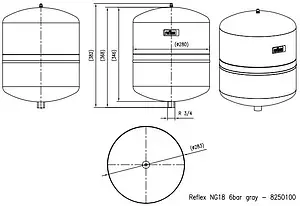 Расширительный бак Reflex NG 18л 6 бар 8250100 Расширительный бак Reflex NG 18л 6 бар 8250100, 2