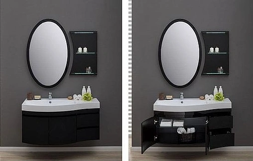 Тумба-умывальник подвесная Aquanet Опера 115 L чёрный 00169612+00169398