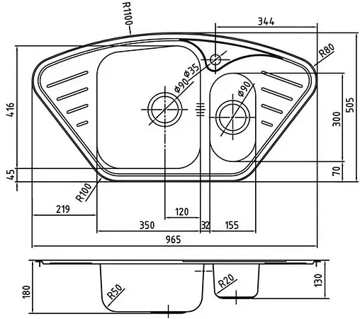Мойка кухонная IDDIS Strit 96.5 хром STR96PCi77K