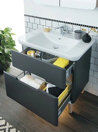 Тумба-умывальник VitrA Sento 65 антрацит/светлое дерево 60834