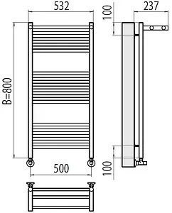 Полотенцесушитель водяной лесенка Terminus Аврора с/п П16 500х800 полированная сталь 4670078529428, 2