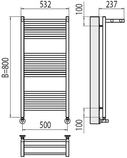 Полотенцесушитель водяной лесенка Terminus Аврора с/п П16 500х800 полированная сталь 4670078529428