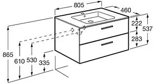 Тумба-умывальник подвесная Roca Victoria 80 городской дуб A857470402+32799C000, 2