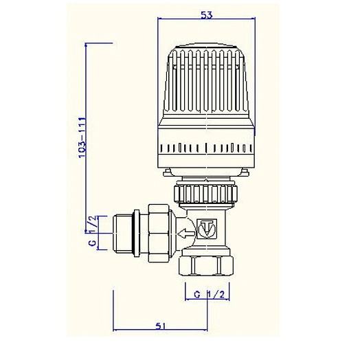 Вентиль терморегулирующий угловой ½&quot; в/н Valtec VT.047.N.04