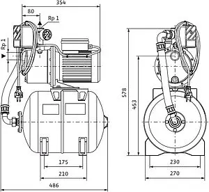 Станция автоматического водоснабжения Wilo Jet HWJ 20 L 202 2549379 Станция автоматического водоснабжения Wilo Jet HWJ 20 L 202 2549379, 3