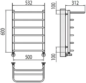 Полотенцесушитель водяной лесенка Terminus Полка П6 500х600 полированная сталь 4670078530288, 2