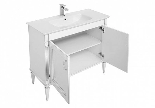 Тумба под умывальник напольная Aquanet Селена 105 белый/серебро 00201650