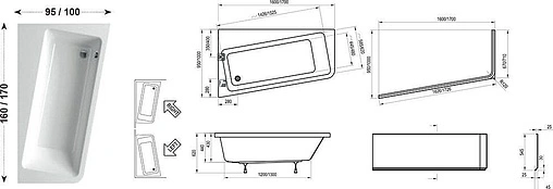 Ванна акриловая Ravak 10° 170x100 L C811000000