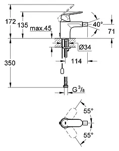 Смеситель для биде Grohe Eurosmart Cosmopolitan хром 32840000 Смеситель для биде Grohe Eurosmart Cosmopolitan хром 32840000, 2