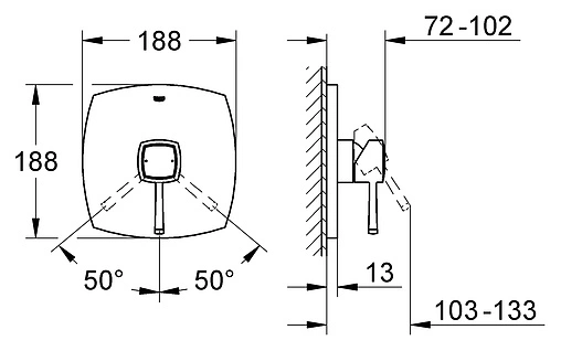 Смеситель для душа скрытого монтажа Grohe Grandera хром 19932000