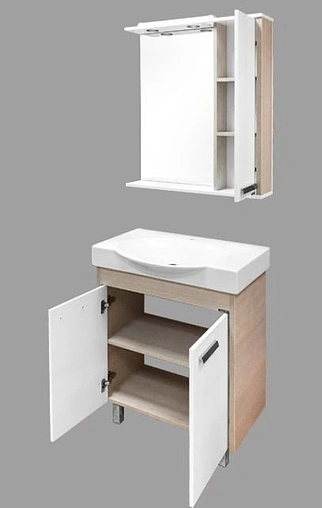 Тумба-умывальник напольная Comforty Лион 76 белый/сосна лоредо