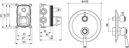 Смеситель для ванны скрытого монтажа Aquatek Классик полированное золото AQ1547PG