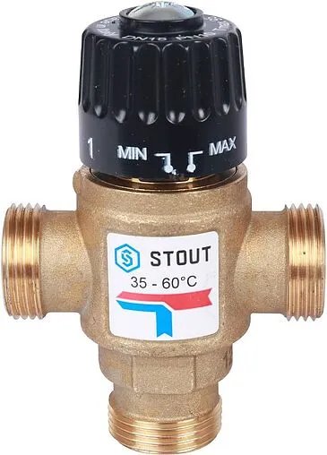 Трехходовой термостатический смесительный клапан ¾&quot; +35...+60°С Kvs 1.6 Stout SVM-0120-166020
