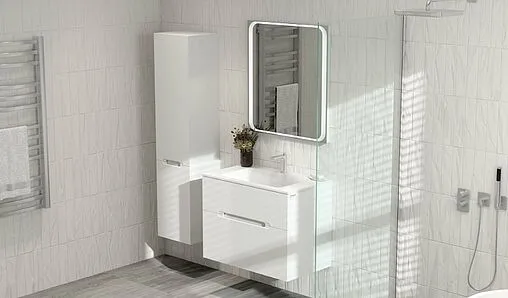 Зеркало с подсветкой Jorno Modul 80 белый Mоl.02.77/W