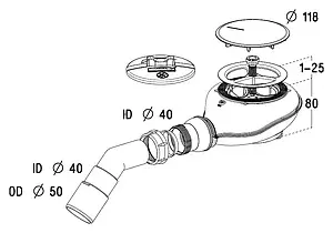 Сифон для душевого поддона Radaway хром TB21 Сифон для душевого поддона Radaway хром TB21, 2