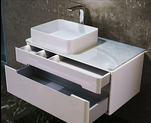 Тумба-умывальник подвесная Jorno Shine 90 белый Shi.01.90/P/W+7050H-805