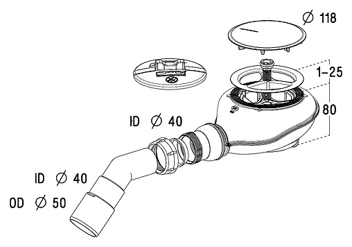 Сифон для душевого поддона Radaway хром TB21