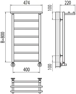Полотенцесушитель водяной лесенка Terminus Контур с/п П7 400х800 полированная сталь 4670078529701, 2