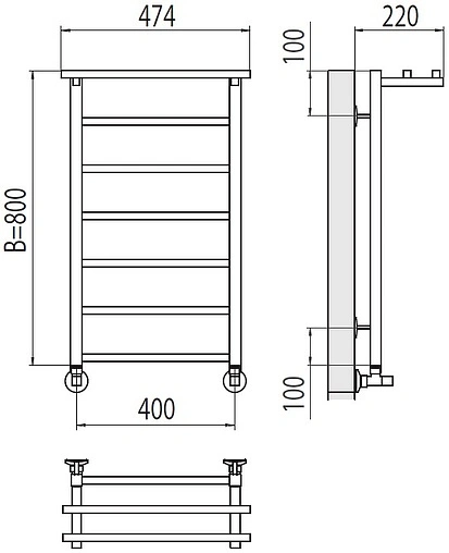 Полотенцесушитель водяной лесенка Terminus Контур с/п П7 400х800 полированная сталь 4670078529701