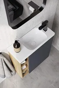 Тумба-умывальник подвесная Aqwella Alba 60 R серый матовый/дуб давос ALB0106RDD+ALB0706GRМ+CMPSL.06.04.D Тумба-умывальник подвесная Aqwella Alba 60 R серый матовый/дуб давос ALB0106RDD+ALB0706GRМ+CMPSL.06.04.D, 4