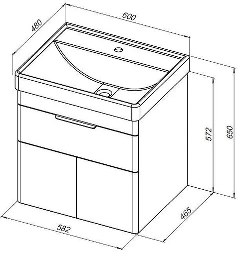 Тумба под умывальник Aquanet Ирис new 60 белый глянец 00310148