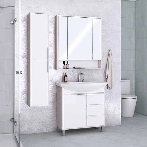 Шкаф-зеркало Aquaton Рико 80 белый/ясень фабрик 1A215302RIB90