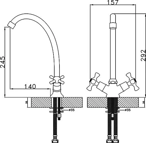Смеситель для кухни Rossinka хром H02-71 Смеситель для кухни Rossinka хром H02-71