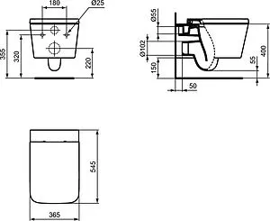Унитаз подвесной безободковый Ideal Standard Blend Cube AquaBlade белый T368601, 2