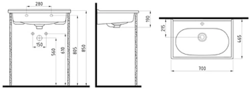 Раковина Bien Ferra белый FELK070B1FD1W5000 Раковина Bien Ferra белый FELK070B1FD1W5000