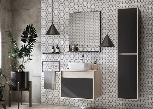 Тумба-умывальник подвесная Aquaton Лофт Урбан 65 графит/орегон 1A2540K4LQX60