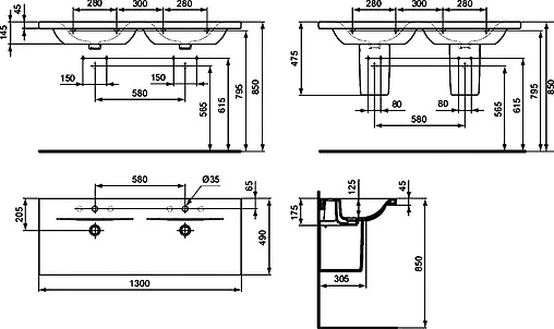 Раковина Ideal Standard Connect new 130 белый E813601