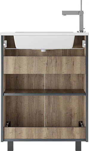 Тумба-умывальник подвесной Домино Dolche 60 дуб галифакс табак DD5403T+4627173210614