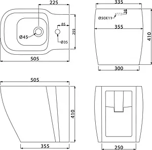 Биде напольное BelBagno Aldina белый BB114B, 2