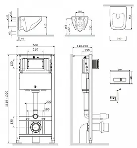Комплект 6 в 1 Am.Pm Inspire 2.0 FlashClean IS47051.50A1700 с кнопкой хром глянцевый, 2