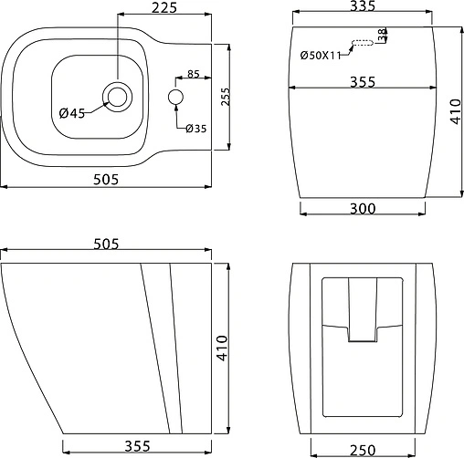 Биде напольное BelBagno Aldina белый BB114B